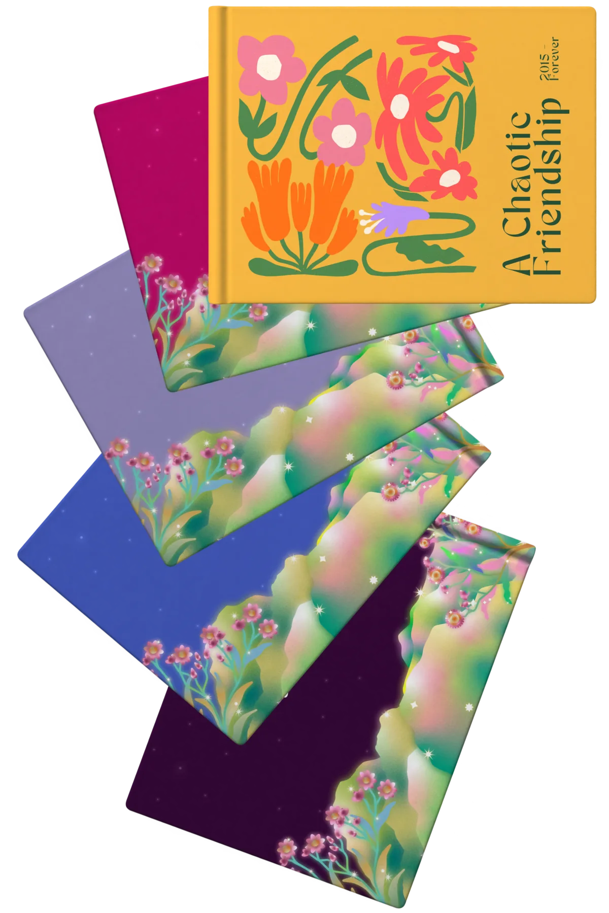 A fanned stack of Ecstasy photobook covers